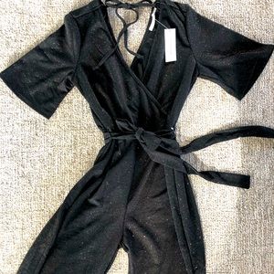 NWT Francesca’s Sparkle Black Jumpsuit